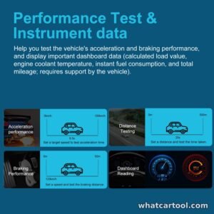 Veepeak VP59 performance test (acceleration, braking, distance) and instrument dashboard data